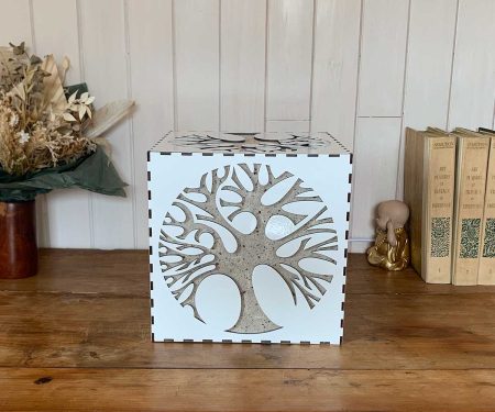 Lampe cube Arbre de Vie Blanc de face