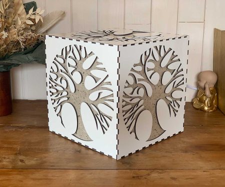 Lampe cube Arbre de Vie Blanc de profil