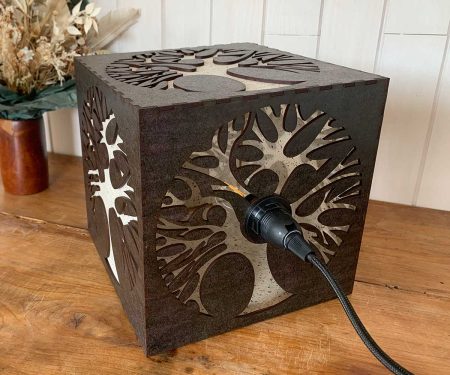 Lampe cube Arbre de Vie Bronze de dos