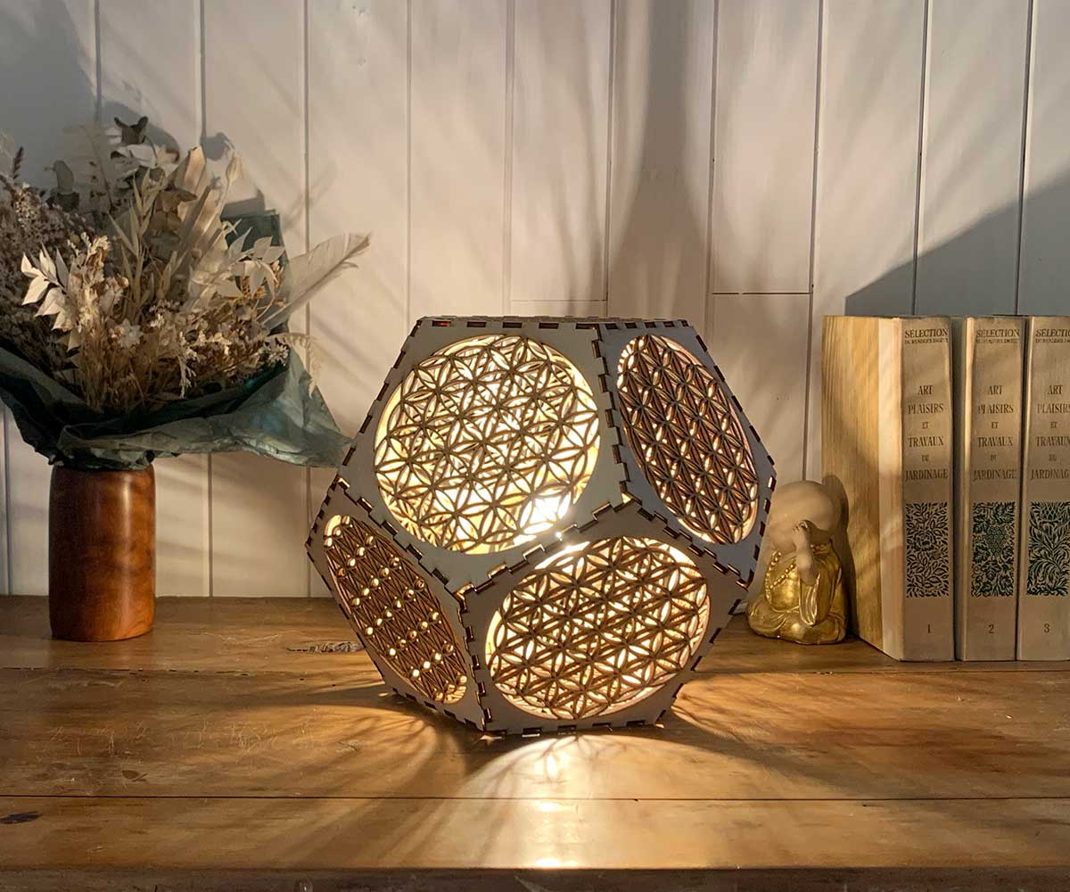 Bois Lampe décorative en bois Lampe de table Lampe de table Fleur