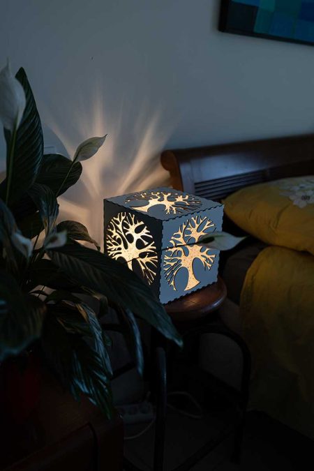 Lampe allumée avec plante